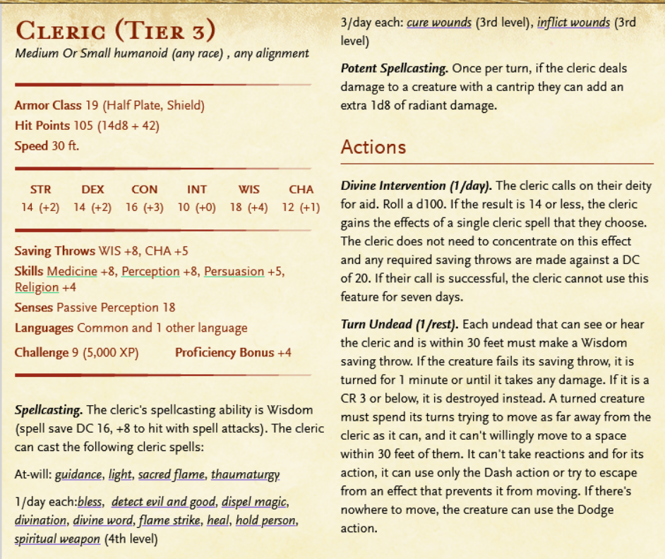 Asteria Stat Block